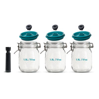 Vakuumset für Weckgläser - Set aus 3 Kilner®-Gläsern 1.5L/51oz mit Deckel und Vakuumpumpe