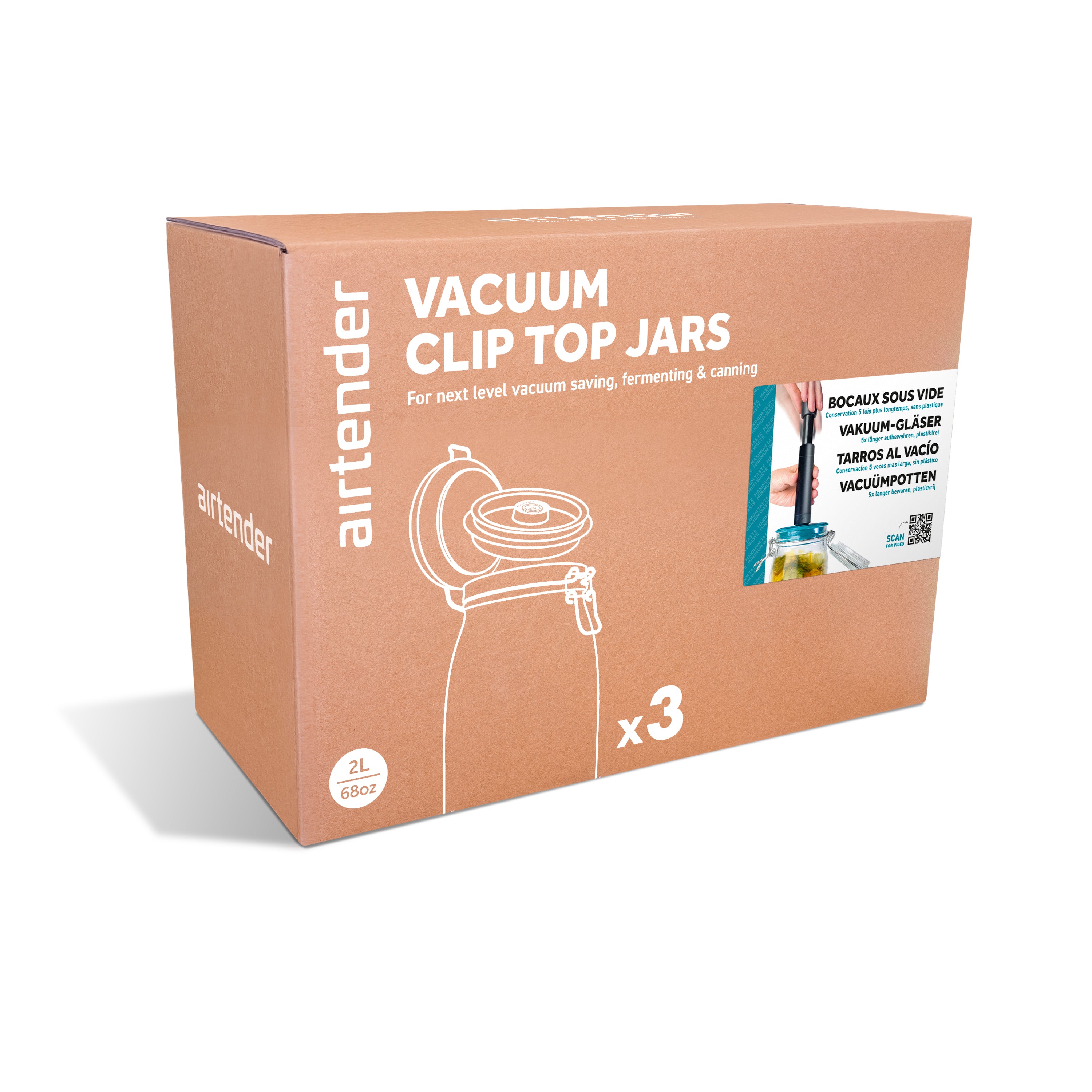 Vacuum Clip Top Jars 2000 ml Set of 3