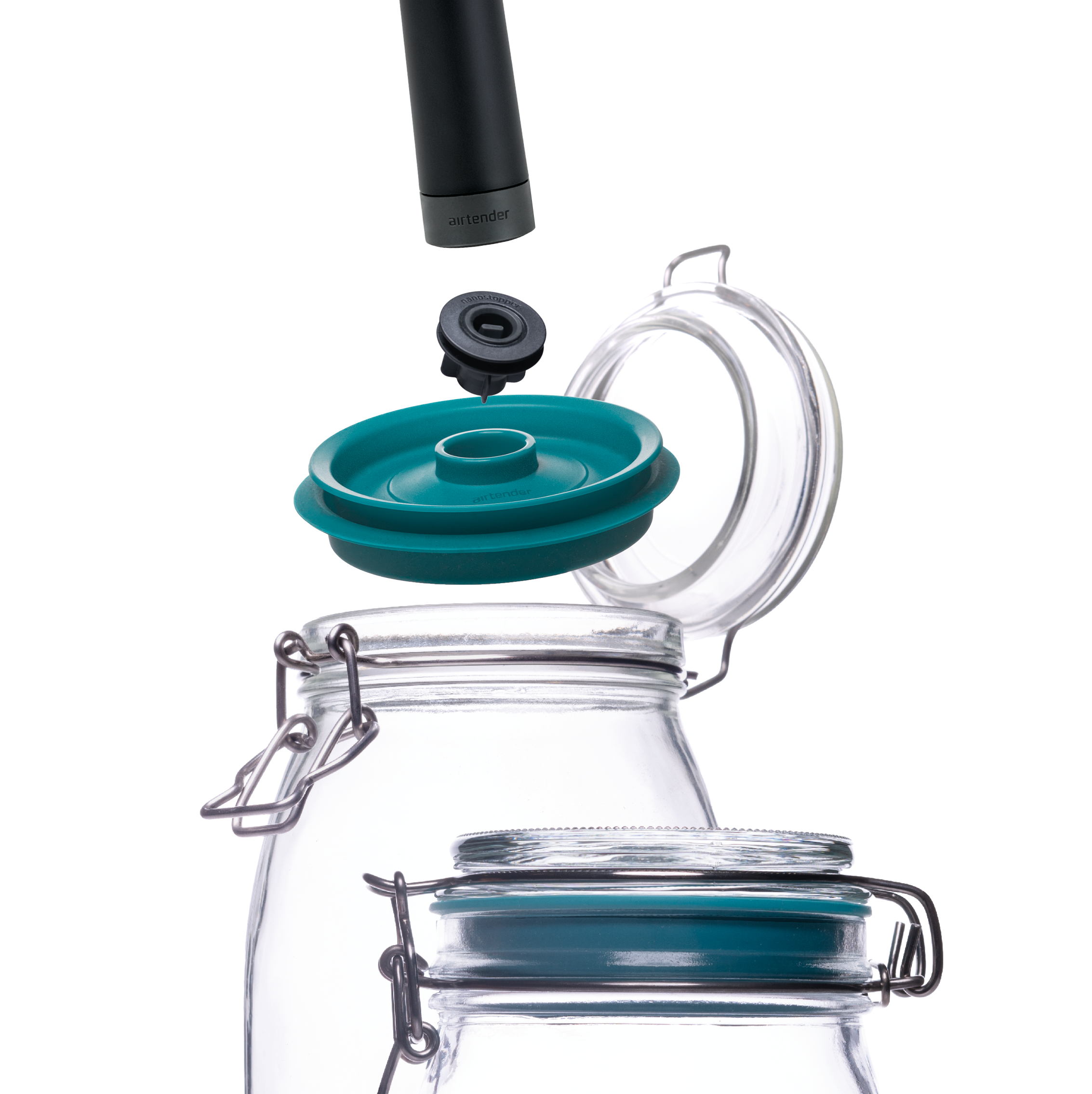 Vacuum set for clip top jars - Set of 3 Kilner® jars 2.0L/68oz with lid and vacuum pump